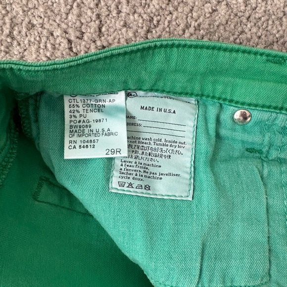 AG Adriano Goldschmied the Stevie Ankle Jeans Slim Straight Size 29 Kelly Green - Picture 6 of 11